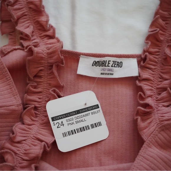 Peach Pink Ruffled Strap Bodysuit - Picture 3 of 3